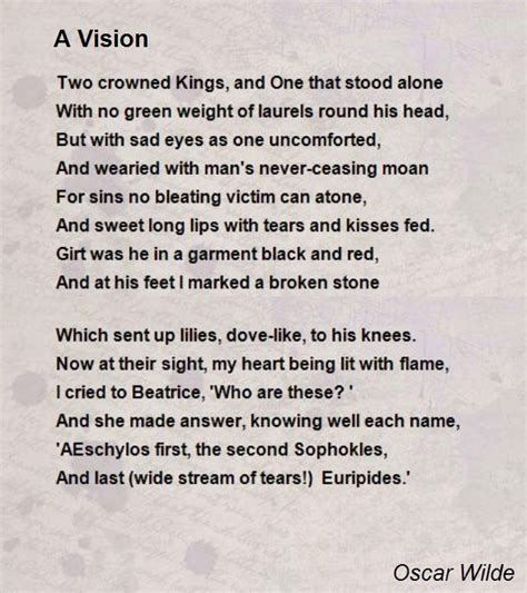 A Vision - A Vision Poem by Oscar Wilde | Love poems, Poems, Sonnets