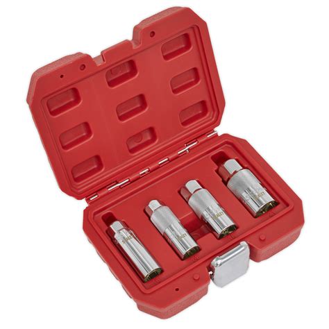 4pc 3/8"Sq Drive Spark Plug Socket Set - Magnetic | AK65561 | Sealey