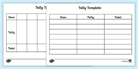 Tally Chart Template - Science Resource (teacher made)