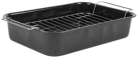 Enamel Black 32cm Roasting Tray with Rack