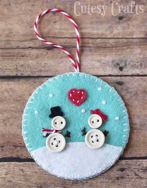 Button and Felt DIY Christmas Ornaments - Cutesy Crafts