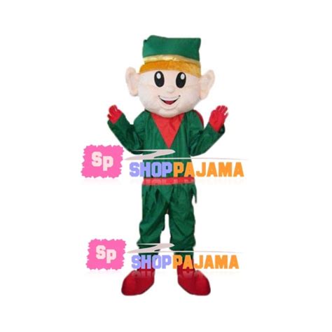 Christmas Elf In Green Suit Mascot Costume