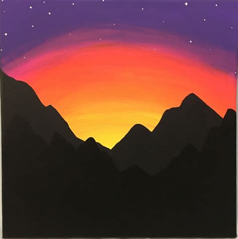 Image result for mountain sunset painting | Sunset canvas painting ...