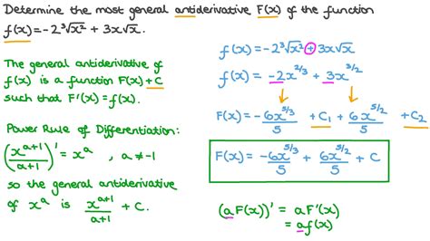 Question Video: Finding the General Antiderivative of a Function Using ...