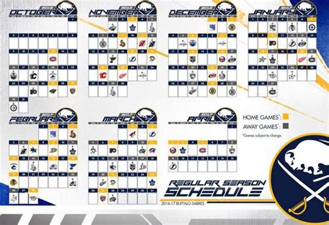 Buffalo Sabres Release 2016-17 Schedule