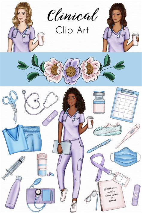 Nurse Clipart Health Care Worker Illustrations Clinical Clip - Etsy ...