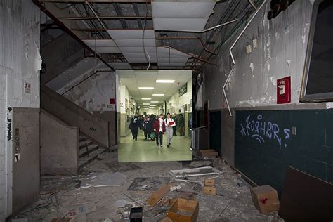 Then-and-Now Photo(s) of Abandoned Detroit School Overlaid [880x587 ...