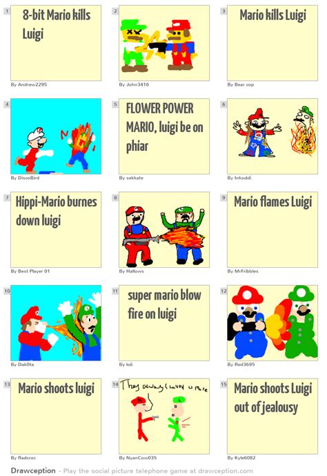 8-bit Mario kills Luigi - Drawception