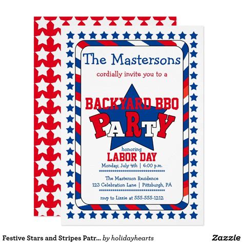 Festive Stars and Stripes Patriotic Labor Day BBQ Invitation | Zazzle ...