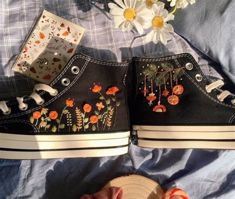 Custom Embroidered Converse High Tops, 3D Embroidery Sweet Orange ...