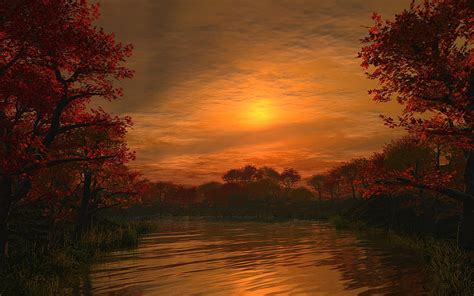 SUNSET DUSK, digital, landscape, , computer, gold, sunset HD wallpaper ...