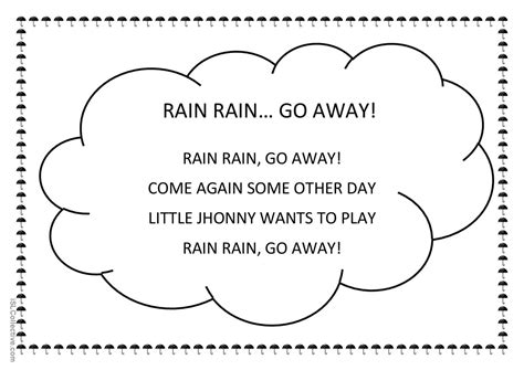 Rain rain, go away! song and nursery…: English ESL worksheets pdf & doc