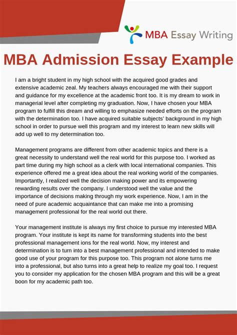 MBA Admission Essay Example | Essay examples, Admissions essay, Essay ...