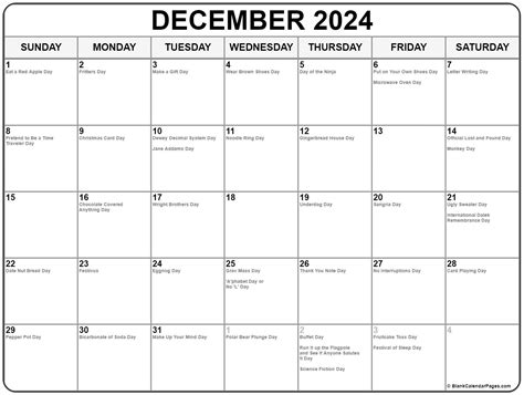 December 2024 with holidays calendar