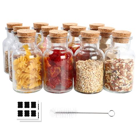 Buy Yishik 150ml Clear Glass Jars with Cork Lids,12 Pack Spice Jars 5oz ...