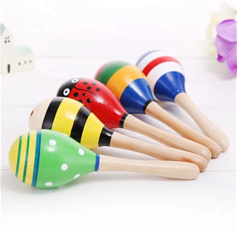 5Pcs Random Baby Toys Dolls Musical Instruments Wood Rattles Toys For ...