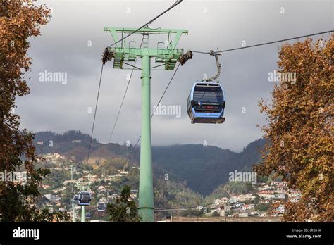 The Funchal cable car on the Portuguese island of Madeira. The cable ...