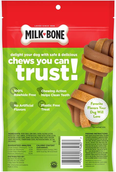 MILK-BONE Gnaw Bones Mini Peanut Butter & Chicken Flavor Dog Treats, 8 ...