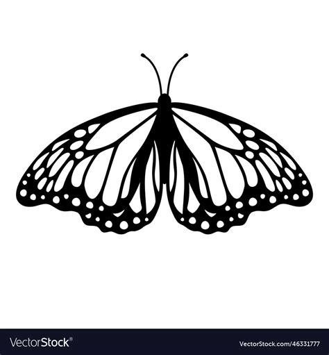 Monarch butterfly silhouette isolated on white Vector Image