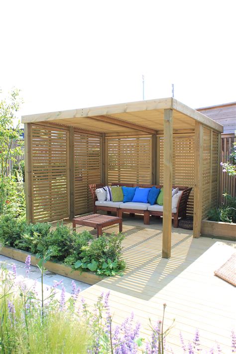 Slatted Wooden Garden Shelter | The Retreat | Contemporary garden ...