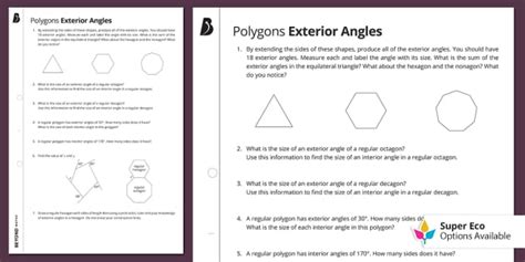 Polygons: Exterior Angles Worksheet | Angles | Beyond Maths