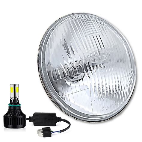 7" Motorcycle Stock Glass / Metal Headlight 6V SMD 6-Volt LED H4 Light ...