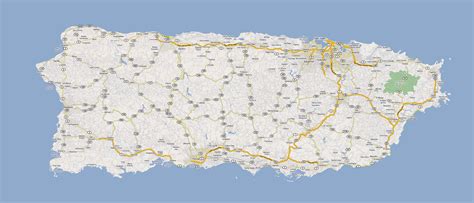 Detailed road map of Puerto Rico with cities. Puerto Rico detailed road ...