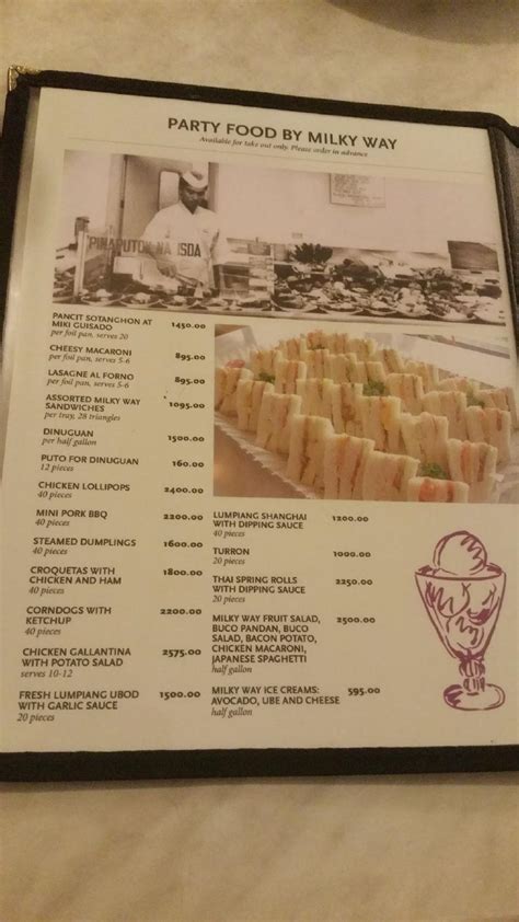 Menu at Milky Way Cafe, Makati, Milkyway