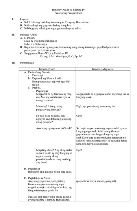 Example Of Detailed Lesson Plan In Filipino - Design Talk