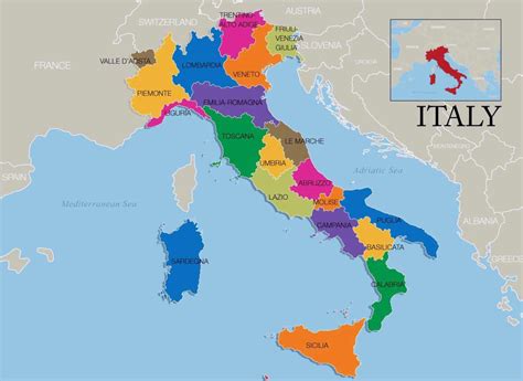 Italy region map - Map of Italy and regions (Southern Europe - Europe)