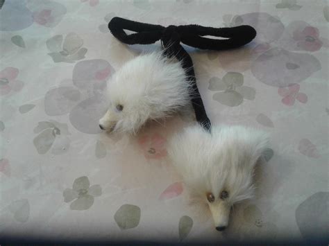 Vintage Faux Mink Head and Velvet Pin On Accessory Bow