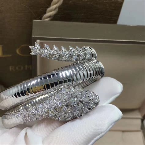 Bulgari Serpenti Diamond Snake Bangle Bracelet set with pavé diamonds ...