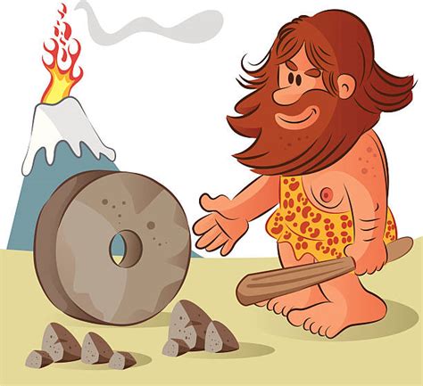 Caveman Wheel Cartoon Invention Illustrations, Royalty-Free Vector ...