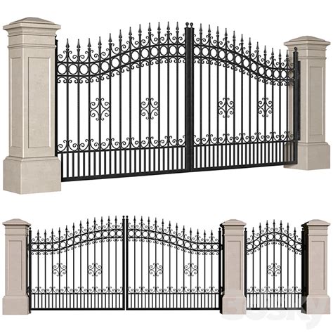 Forged gates in a classic style.DUAL Entrance Driveway Iron Gate set ...