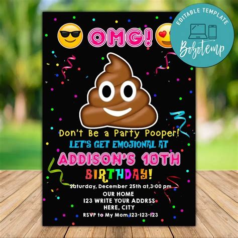 Printable Pooper Birthday Invitations Instant Download | Createpartylabels