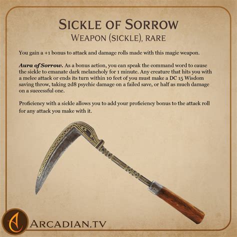 Sickle of Sorrow – new DnD magic weapon - Arcadian Media