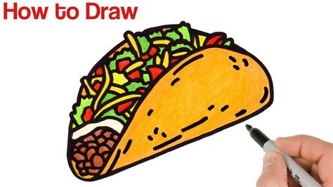 Tacos Drawing Mexican : "traditional Mexican Tacos, Hand Drawn Doodle ...