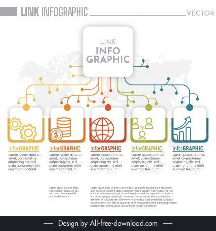 Link infographic template flat lines branch chart connection vectors ...