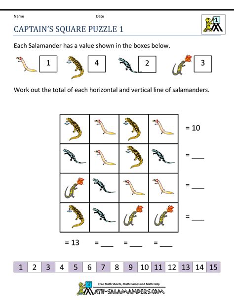 Math Puzzle 1st Grade