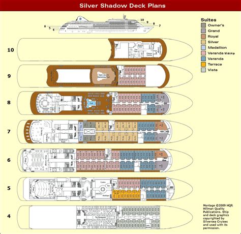 Silver Shadow Deck Plans - All passenger access decks