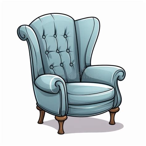 Charming Blue Armchair Cartoon Portrait on White Background Stock ...