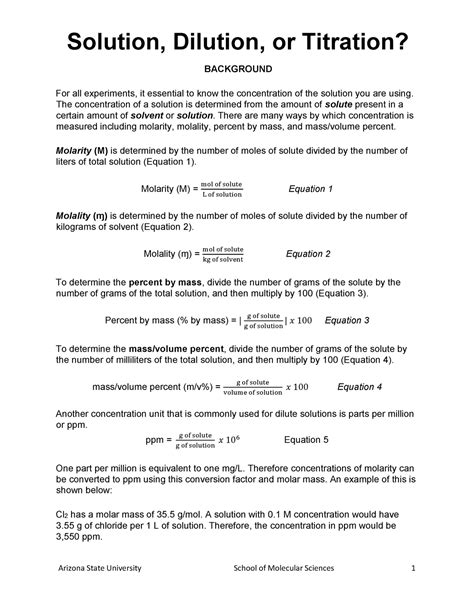 Solution Dilution or Titration? - Studocu