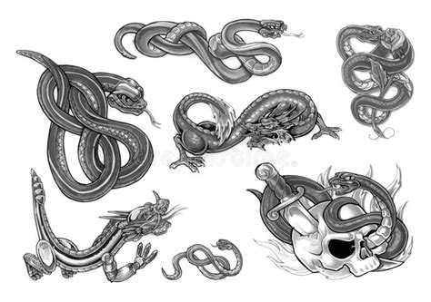 Snakes. Tattoo Design Over Grey Background Stock Illustration ...