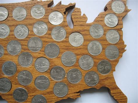 U. S. State Quarters - Wooden Holder (50 Coins) - Schmalz Auctions