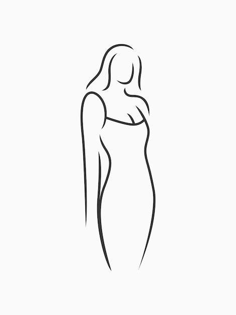 Premium Vector | Female silhouette in minimal line art style