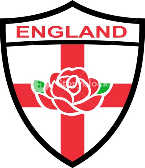 Rugby England English Rose Shield Royalty-Free Stock Image - Storyblocks