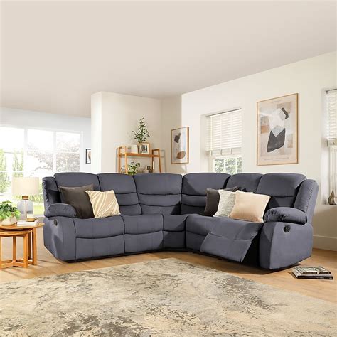 Sorrento Recliner Corner Sofa, Slate Grey Classic Plush Fabric Only £ ...