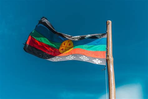 Flag of the Original Mapuche People in Blue Sky Stock Image - Image of ...