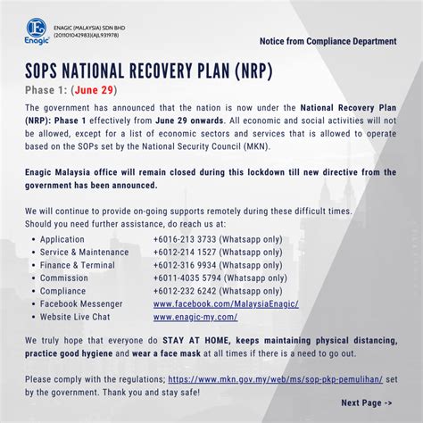 SOPs National Recovery Plan (NRP) Phase 1: (June 29) - Enagic (Malaysia ...