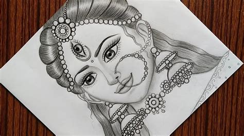 How to draw maa durga face pencil sketch for beginners | Navaratri ...